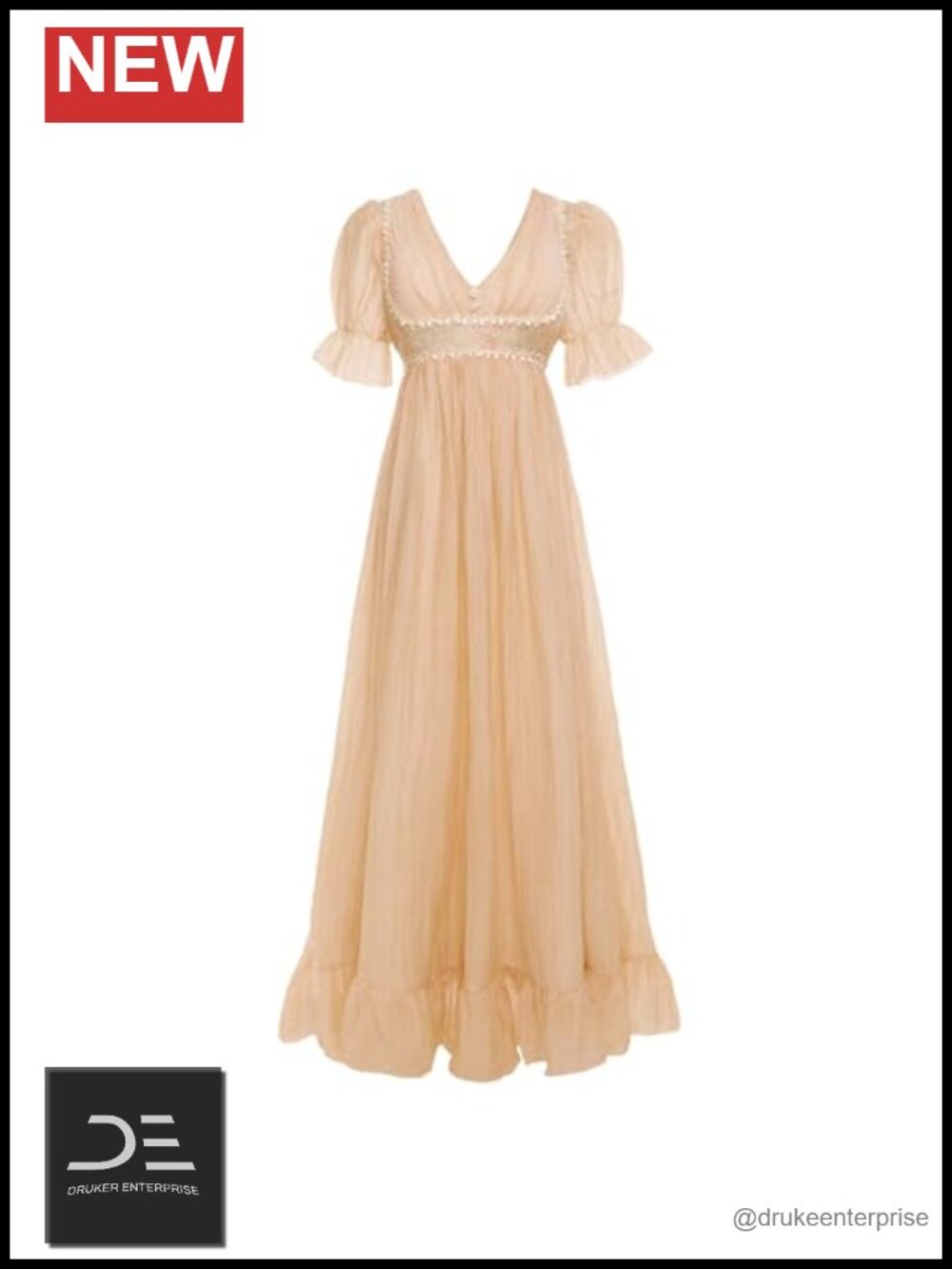Regency Dress Womens Victorian Embroidery Ruffle Empire Waist Ball Gown